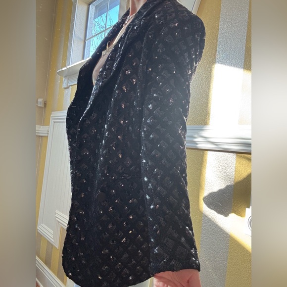 New Chic Black Sequins Women's Blazer - Picture 4 of 7